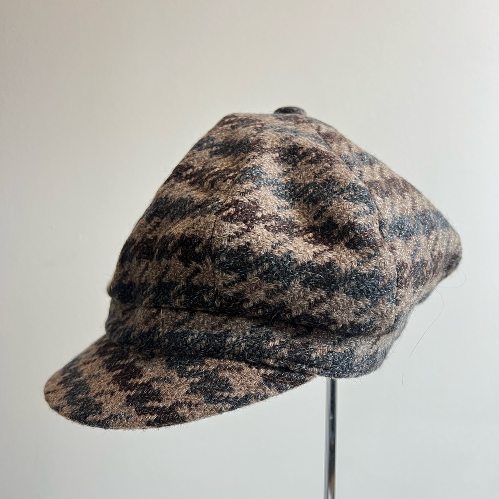 MJM Since 1829 Italian Virgin‎ Wool Houndstooth Newsboy Cap - Picture 5 of 10